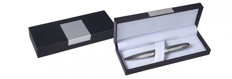 black gift box with aluminum plate