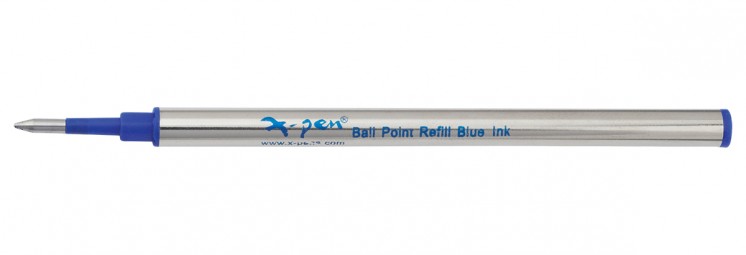Metal roller refill, blue ink, metal case 1 pack (10 pcs) - German tip, German ink